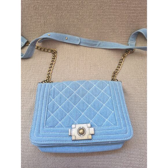 Womens Crossbody Denim Quilted Y2k Style One Of A Kind Purse BrassColor Hardware - Picture 1 of 9